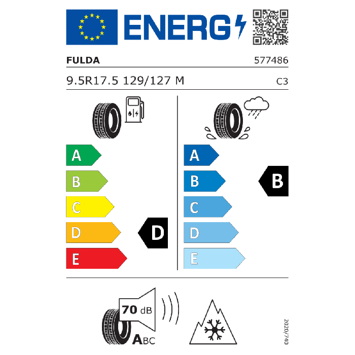 FULDA 9.5 R17.5 ECOSTAR 129/127M M+S 3PSF TL