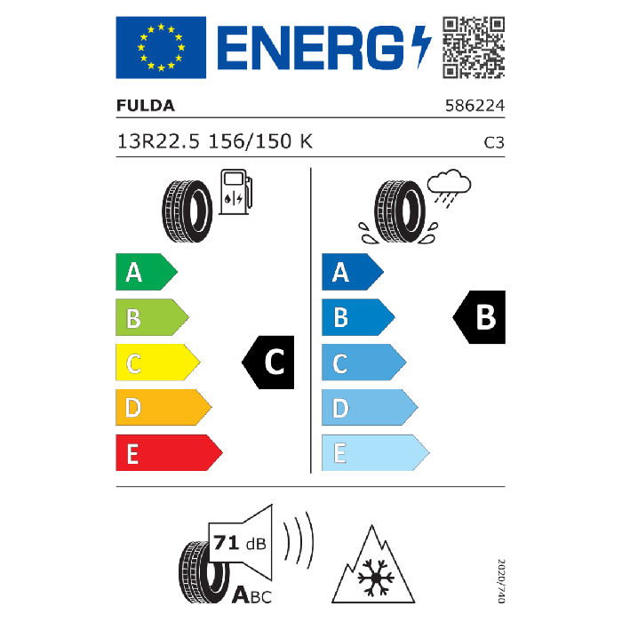 FULDA 13 R22.5 VARIOCONTROL 2 156/150K M+S 3PSF TL