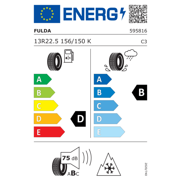 FULDA 13 R22.5 VARIOFORCE 2 156/150K M+S 3PSF TL